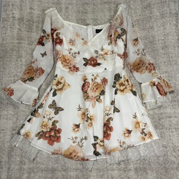 White Floral Ruffle Dress – Majorelle Medium - Picture 2 of 8